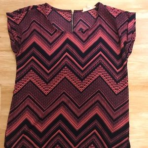 Pink and blue chevron patterned top